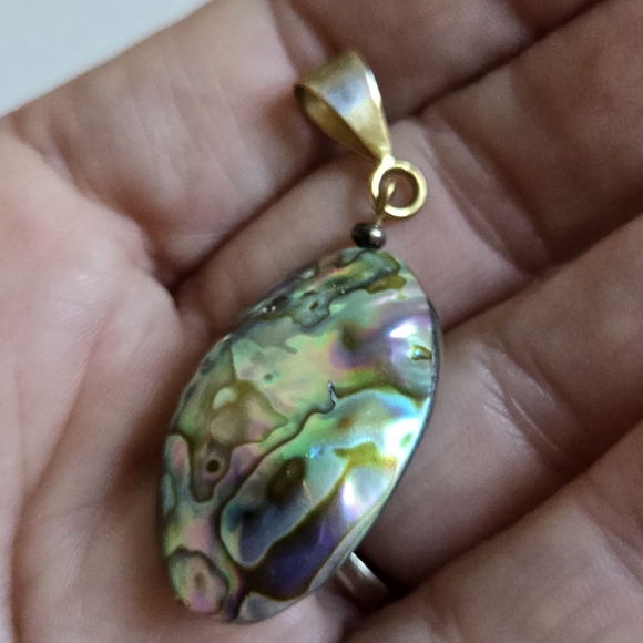 Abalone Shell Pendant Puffed Oval Jewelry - Picture 5 of 13